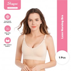 Luxe Nursing Bra (Beige) - Full Cup Design, wireless nursing bra, wide side band