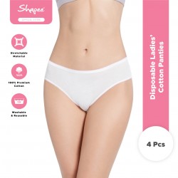 Disposable Ladies' Cotton Panties (4pcs) - travelling & pregnancy wear, postpartum, disposable & reusable