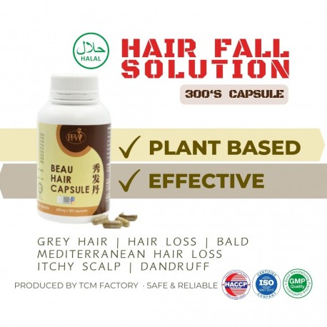 PFW Beau Hair Capsule 300's/ Prevent Hair Loss and White Hair/Grey hair/ Stimulate Hair Growth/ Darken Hair/Hair Building