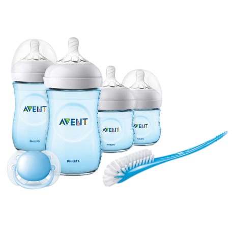 Philips Avent Newborn Starter Set - Natural 2.0 (PP, Blue) (Extra Soft Teat) + FOC 3pc set Food Container worth RM26