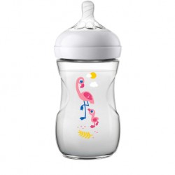 Philips Avent Natural Bottle Decorated Bottle 9oz/260ml (Single Pack) - Flamingo Design