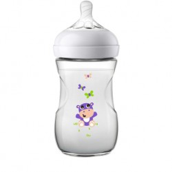 Philips Avent Natural Bottle Decorated Bottle 9oz/260ml (Single Pack) - Hippo Design