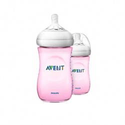 Philips Avent Natural Bottle 9oz/260ml (Twin Pack) - Pink