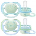 Philips Avent Berry Soother Night Time 0-6M Boy (Twin Pack) - Bear/Stars