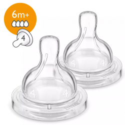 Philips Avent Silicone Teats 6M+ 4H - 2pcs/pack (Fast)