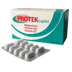 Protek Caplet Magnesium, Vitamin B12, Vitamin D3 (60 Caplets/per box)