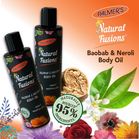 PALMER’S Natural Fusions Body Oil 175ml x2 bottles (Baobab & Neroli)