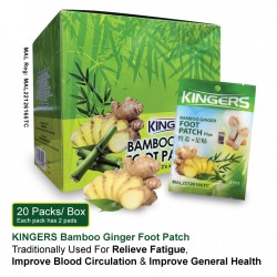 Kingers Bamboo Ginger Plus Detox Foot Patch (20 Packs / Box- Each pack has 2 pads)