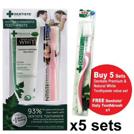 Dentiste\' Premium & Natural White Toothpaste 100ml_value Set x5 Sets With Gift