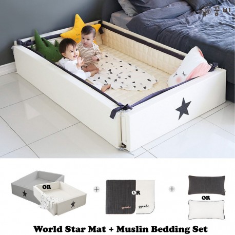 Ggumbi World Star Transformation Bed + 3 Layer Muslin Bedding Set