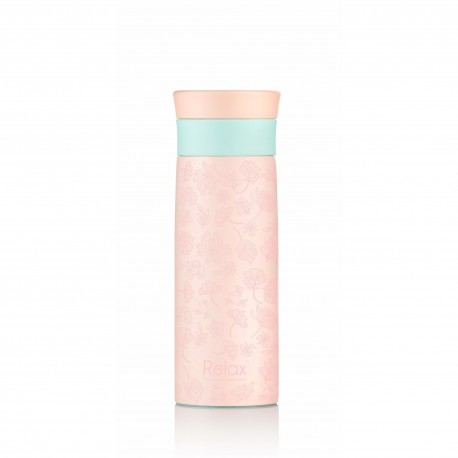 Relax Bottles "3D Transparent Flower" Doodling Art 400ml 18.8 S/S Thermal Flask (Light Pink)