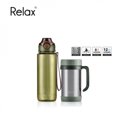 800ml RELAX Tritan Water Bottle + 0.50L RELAX S/S Thermal Mug