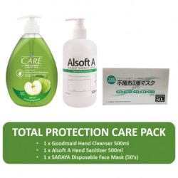 Total Protection Pack (Goodmaid Care Hand Cleanser 5000ml + Saraya Disposable Face Mask 50’s + Alsoft A Hand Sanitizer 500ml)