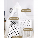 Luxury Round Ivory white Natural Baby Wooden Crib Multifunction Baby Cot * Full Set