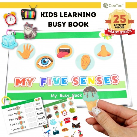 Montessori Kids Learning Busy Book | My Senses Interactive IQ Activity Quiet Books | Early Learning Toddler Age 2 - 8