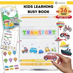 Montessori Kids Learning Busy Book | Transport Interactive IQ Activity Quiet Books | Early Learning Toddler Age 2 - 8