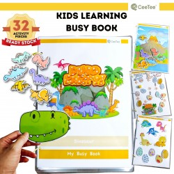 Montessori Kids Learning Busy Book | Dinosaur Interactive IQ Activity Quiet Books | Early Learning Toddler Age 2 - 8