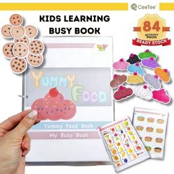Montessori Kids Learning Busy Book | YummyFood Interactive IQ Activity Quiet Books | Early Learning Toddler Age 2 - 8