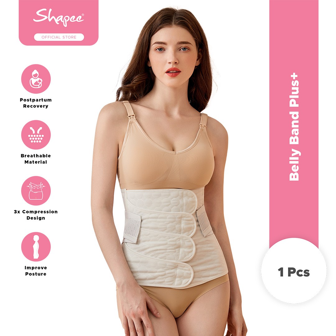 Shapee Belly Band Plus+ (Beige) - Triple & Adjustable compression