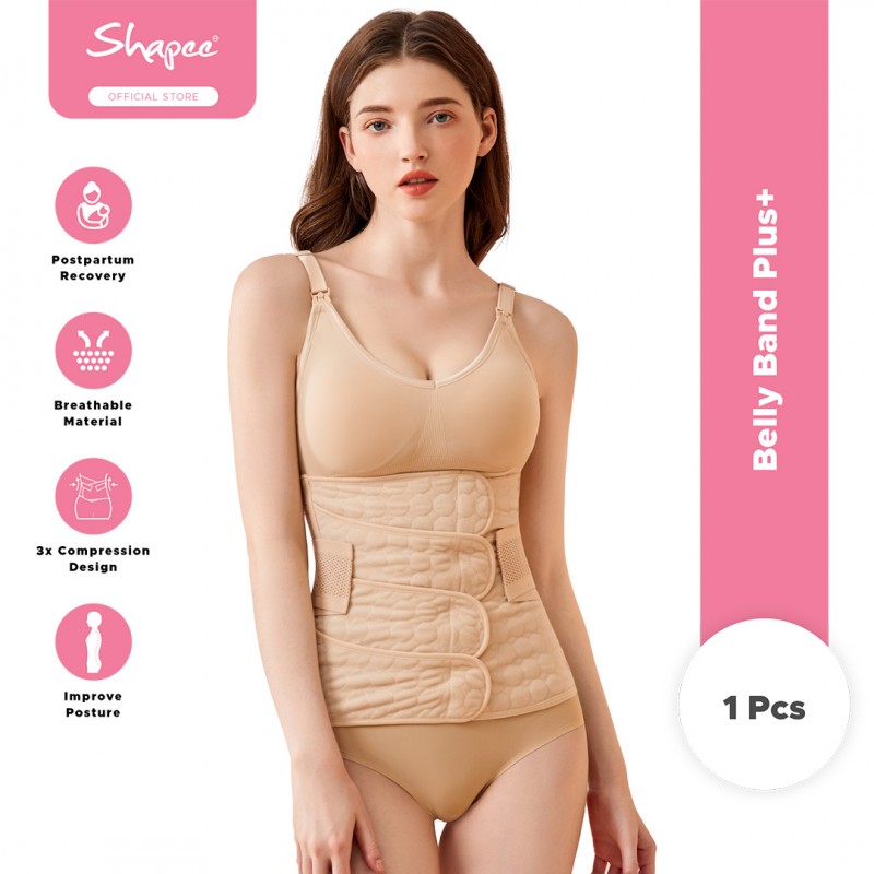 Shapee Belly Band Plus+ (Beige) - Triple & Adjustable compression