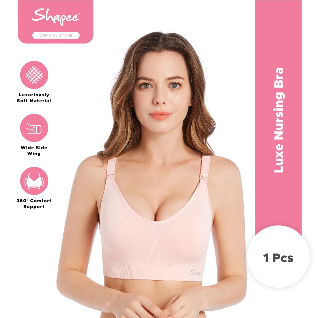 Shapee Lafee Nursing Bra (Pink) - Cotton lace design, wireless