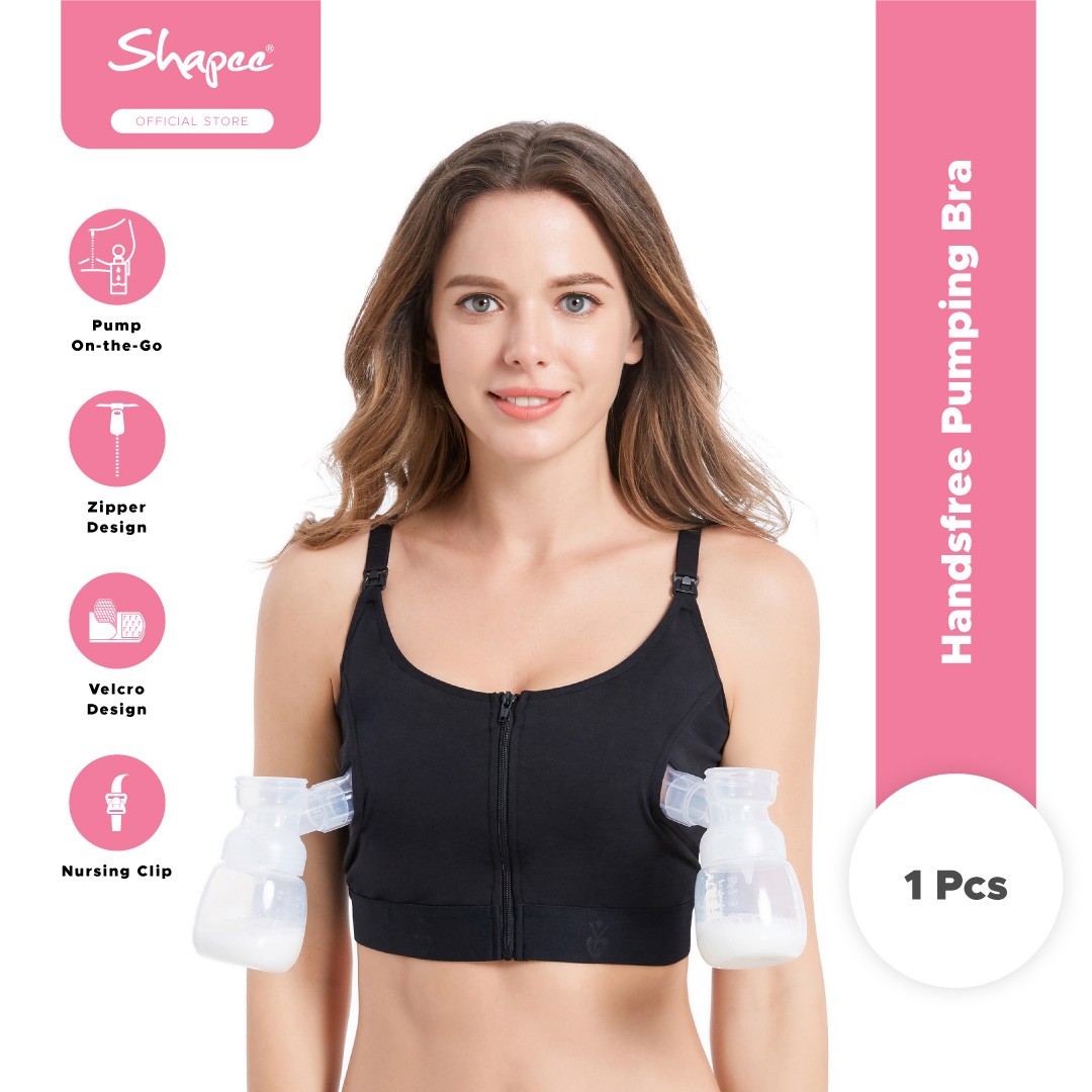 Pumping Bra, Upgraded Back Zipper Adjustable Breast-pumps Holding Plus Size  Pumping And Nursing Bra In One Suitable For 32c-58ddd Black