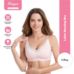 Shapee Lafee Nursing Bra (Pink) - Cotton lace design, wireless, removeable cup