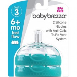 Baby Brezza Stage 3 Replacement Baby Bottle Nipples with Anti-colic Truflo Vent System (2 Packs)