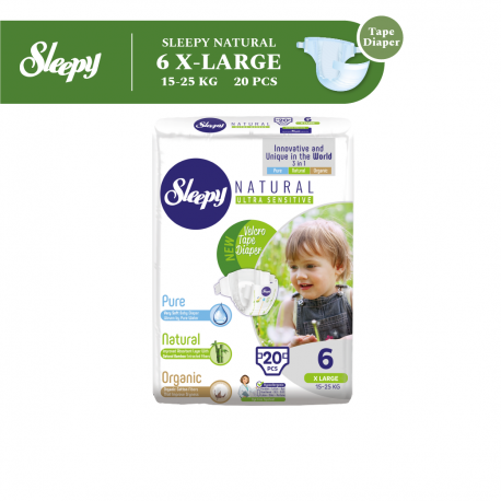 Sleepy Natural Baby Tape Diaper Xlarge XXL (15-27KG) 20s