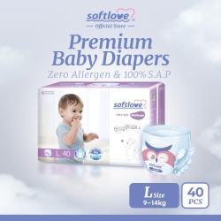 SoftLove | Platinum-Baby Diapers | L size (PANTS) 1 pack