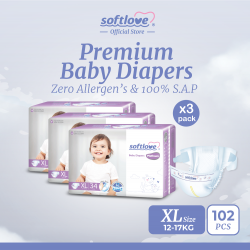 SoftLove | Platinum-Baby Diapers Tape (3 pack) Combo S/M/L/XL