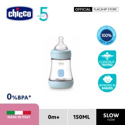 Chicco Perfect5 PP Feeding Bottle-150ml(Silicone Teat-Slow Flow Teat 0M+)