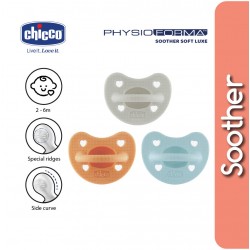 Chicco Physioforma Silicone Soother Soft Luxe 1 pcs (2-6M) - Green/ Grey/Orange