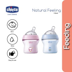 Chicco Natural Feeling PP Anti-Colic Feeding Bottle 150ml (Pink/Blue) -1pcs