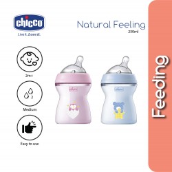 Chicco Natural Feeling PP Anti-Colic Feeding Bottle 250ml (Pink/Blue) -1pcs