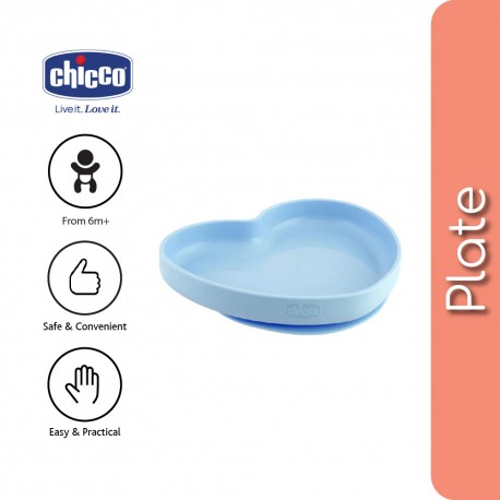 Chicco Easy Plate Silicone Heart Shaped Plate - 9m+ Teal