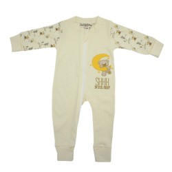 Trendyvalley Organic Cotton Baby Zip One Piece Sleep Bag with Hands and Feet Covered (Moon Bear)