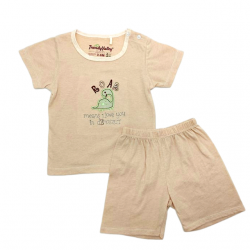 Trendyvalley Organic Cotton Short Sleeve Short Pants Dino Gino Roar (Brown)
