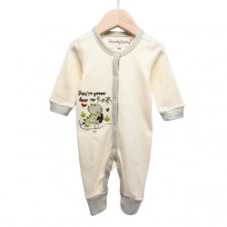 Trendyvalley Organic Cotton Long Sleeve Long Pant Baby Romper (Roar)