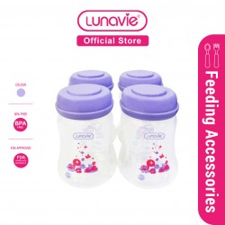 LUNAVIE WIDE NECK BREASTMILK STORAGE BOTTLES (6 OZ X 4 BOTTLES)