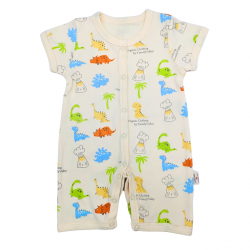 Trendyvalley Organic Cotton Short Sleeve Short Pant Baby Romper (Printed Dino)