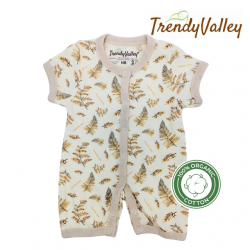 Trendyvalley Organic Cotton Short Sleeve Short Pant Baby Romper (Amber Autumn)
