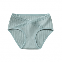 Akarana Maternity Lace Soft Cotton Underwear Postpartum Low Waist Panties - Green