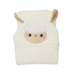 Baby Hooded Towel Coral Fleece Bath Towel - Cream