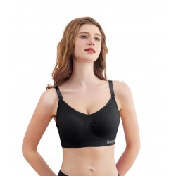 Akarana Baby Maternity Seamless Solid Maternity & Nursing Bra Free 1pc Extender (Black)