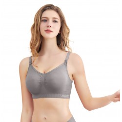 Akarana Baby Maternity Seamless Solid Maternity & Nursing Bra Free 1pc Extender (Grey)