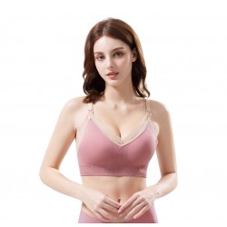 Akarana Maternity Seamless Lace Solid Maternity & Nursing Bra (Pink)