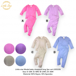 Little star Modal baby sleepsuit long 2pc set LS55339A, LS55339B, LS55339C, LS55339D