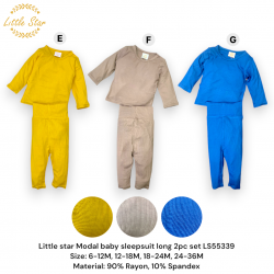 Little star Modal baby sleepsuit long 2pc set LS55339E, LS55339F, LS55339G