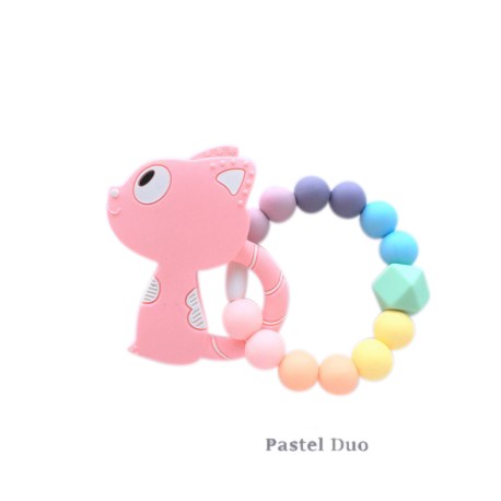Teether Joy Pastel Duo Ring (Pink Cat)